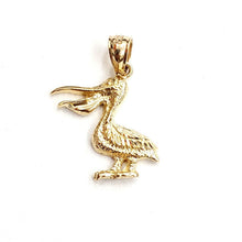 Load image into Gallery viewer, New 14k yellow Gold pelican Bird Pendant charm unisex gift fine jewelry 1.9g