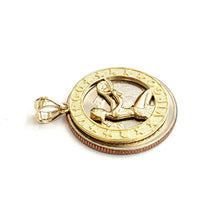 Load image into Gallery viewer, New 14k yellow Gold round Virgo zodiac sign Pendant charm astrology jewelry 2.4g