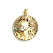 Load image into Gallery viewer, 14k multi color gold jesus face head pendant charm religious fine jewelry 2.7g