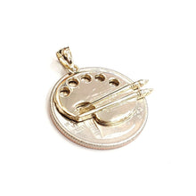 Load image into Gallery viewer, 14k Yellow Gold paint pallet brush Pendant charm painter tool fine jewelry 2.9g