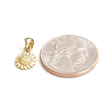Load image into Gallery viewer, New 14k yellow Gold solid tiny sunflower girasol Pendant charm fine jewelry 0.7g
