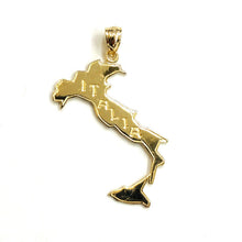 Load image into Gallery viewer, 14k yellow gold ITALIA ITALY outline map pendant charm gift fine jewelry 1.5g