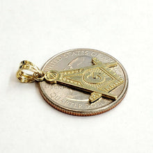 Load image into Gallery viewer, 10k yellow Gold Freemason Masonic Pendant charm fine religious gift jewelry 1.3g