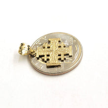 Load image into Gallery viewer, 14k Yellow gold Jerusalem Cross medal pendant charm religious fine jewelry 1.3g