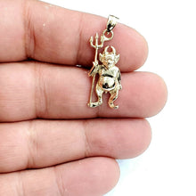 Load image into Gallery viewer, New 14k yellow Gold solid Devil Pitchfork Pendant charm Gift fine jewelry 3.3g