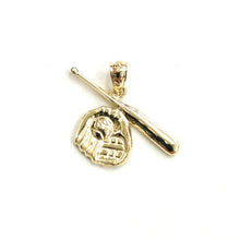 Load image into Gallery viewer, New 14k yellow Gold baseball bat glove ball Pendant sport game fine jewelry 2.2g