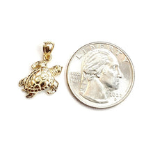 Load image into Gallery viewer, New 14k yellow gold solid 3D turtle pendant charm lucky gift fine jewelry 3.2g