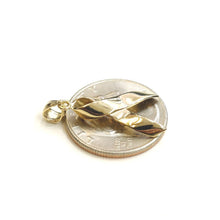 Load image into Gallery viewer, New 14k yellow Gold breast cancer survivor awareness ribbon Pendant Jewelry 1.8g