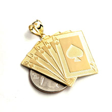 Load image into Gallery viewer, 14k yellow Gold royal flush spade A K Q J 10 poker cards Pendant jewelry 9.3g