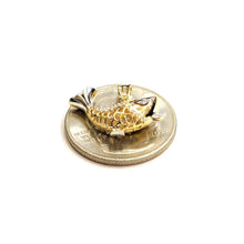 Load image into Gallery viewer, 14k Two Tone Gold 3D fish Pisces zodiac Pendant Cubic Zirconia Fine jewelry 1.6g