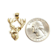Load image into Gallery viewer, 14k yellow Gold deer buck male head Hunting Pendant charm gift jewelry 2g