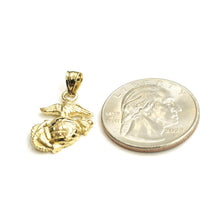 Load image into Gallery viewer, New 14k yellow gold Tiny US Marine Corps Emblem pendant Fine Jewelry Unisex 2.4g