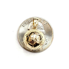 Load image into Gallery viewer, 14k yellow Gold 3D Soccer ball Pendant charm sport game fine jewelry gift 4g