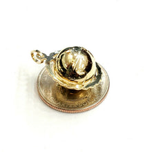 Load image into Gallery viewer, 14k yellow gold 3D SPINNING round globe planet earth world map pendant 0.75" 2.9g