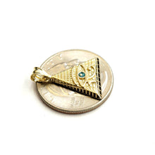 Load image into Gallery viewer, 14k yellow solid Gold Egyptian pyramid eye of Horus Pendant fine jewelry 1.6g