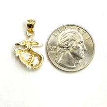Load image into Gallery viewer, New 14k yellow gold Tiny US Marine Corps Emblem pendant Fine Jewelry Unisex 2.4g