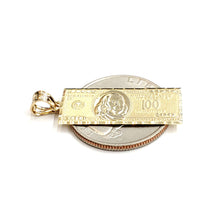 Load image into Gallery viewer, New 14k yellow gold 100 dollar bill money lucky pendant charm fine jewelry 2.1g