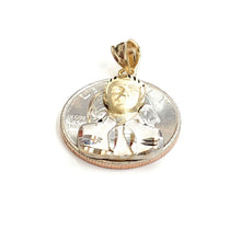 Load image into Gallery viewer, 14k two tone gold Jesus Malverde Narco saint Sinaloa pendant fine jewelry 2.2g