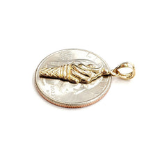 Load image into Gallery viewer, 14k yellow Gold ice cream cone summer pastry Pendant charm fine jewelry 1.4g