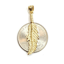 Load image into Gallery viewer, New 14k Yellow Gold solid feather Pendant Unisex gift fine jewelry 2.2g