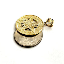 Load image into Gallery viewer, 14k yellow Gold 0.98" Round Tetragrammaton Protection Pendant Fine jewelry 5g