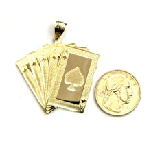 Load image into Gallery viewer, 14k yellow Gold royal flush spade A K Q J 10 poker cards Pendant jewelry 9.3g