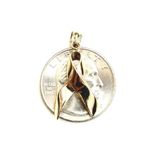 Load image into Gallery viewer, New 14k yellow Gold breast cancer survivor awareness ribbon Pendant Jewelry 1.8g