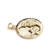 Load image into Gallery viewer, New 14k yellow gold moon and star pendant charm astronomy gift fine jewelry 2.7g