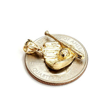 Load image into Gallery viewer, 14k yellow Gold 3D baseball bat glove ball Pendant sport game fine jewelry 2.4g