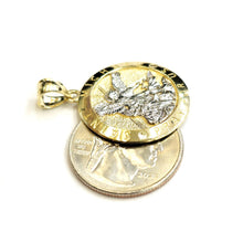 Load image into Gallery viewer, 14k two tone gold Round saint Michael pendant 0.98" fine religious jewelry 3.9g