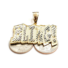 Load image into Gallery viewer, New 10k yellow Gold solid Bling word Pendant charm diamond cut fine jewelry 9.5g