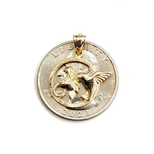 Load image into Gallery viewer, New 14k yellow Gold Hummingbird flower Pendant charm fine gift jewelry 1.5g