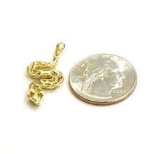 Load image into Gallery viewer, 14k yellow gold Rattle snake reptile Pendant charm diamond cut fine jewelry 1.7g