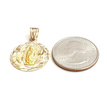 Load image into Gallery viewer, 14k yellow gold round virgin Mary Guadalupe religious pendant diamond cut 2.5g
