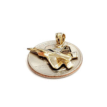 Load image into Gallery viewer, 14k yellow Gold solid 3D F22 Raptor jet pendant charm gift fine jewelry 2.5g