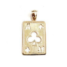 Load image into Gallery viewer, 14k yellow Gold Ace of club Pendant play card gambling gift fine jewelry 2.1g