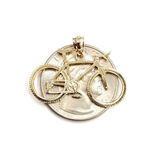 Load image into Gallery viewer, 14k yellow Gold bicycle bike Pendant charm sport biker gift fine jewelry 1.6g