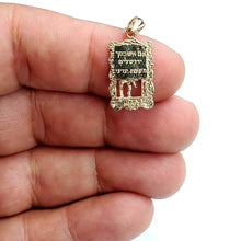 Load image into Gallery viewer, New 14k yellow gold Western wall kotel Hay chay Jewish pendant fine jewelry 1.6g