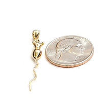Load image into Gallery viewer, 14k yellow Gold long tail mouse rat Pendant animal charm gift fine jewelry 1.5g