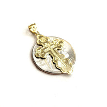 Load image into Gallery viewer, Genuine 14k yellow gold Three Bar Russian Pectoral Orthodox cross pendant 1.9g
