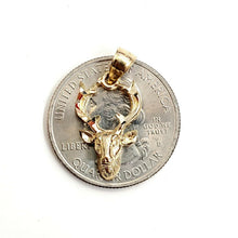 Load image into Gallery viewer, 14k yellow Gold deer buck male head Pendant charm gift diamond cut jewelry 1.4g