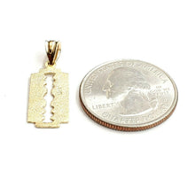 Load image into Gallery viewer, New 14k yellow gold razor blade pendant charm Fine Jewelry Gifts unisex 1.3g