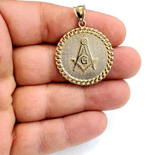 Load image into Gallery viewer, New 10k yellow Gold round Freemason Masonic Pendant 1.18" religious jewelry 5.3g