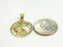 Load image into Gallery viewer, 10k yellow gold round globe planet earth world map pendant jewelry 0.89" 2.1g