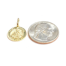 Load image into Gallery viewer, 14k solid yellow gold round saint Michael pendant fine religious gift 0.60" 2g