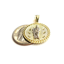 Load image into Gallery viewer, 10k two tone gold round saint Jude San juda pendant charm religious jewelry 3.4g