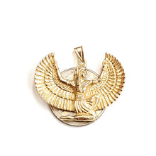 Load image into Gallery viewer, 14k yellow solid Gold Egyptian isis winged goddess Pendant fine jewelry 11.2g