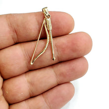 Load image into Gallery viewer, 14k yellow Gold 3D Bow and Arrow Hunting Pendant Charm Movable fine Jewelry 2.2g