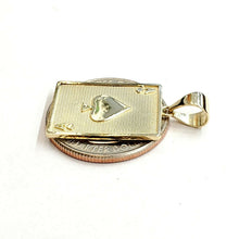 Load image into Gallery viewer, 14k yellow Gold Ace of spade Pendant playing card gambling fine jewelry 2.8g
