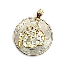 Load image into Gallery viewer, 10K Yellow Gold Nugget Allah Islamic God Pendant Charm religious jewelry 1.4g